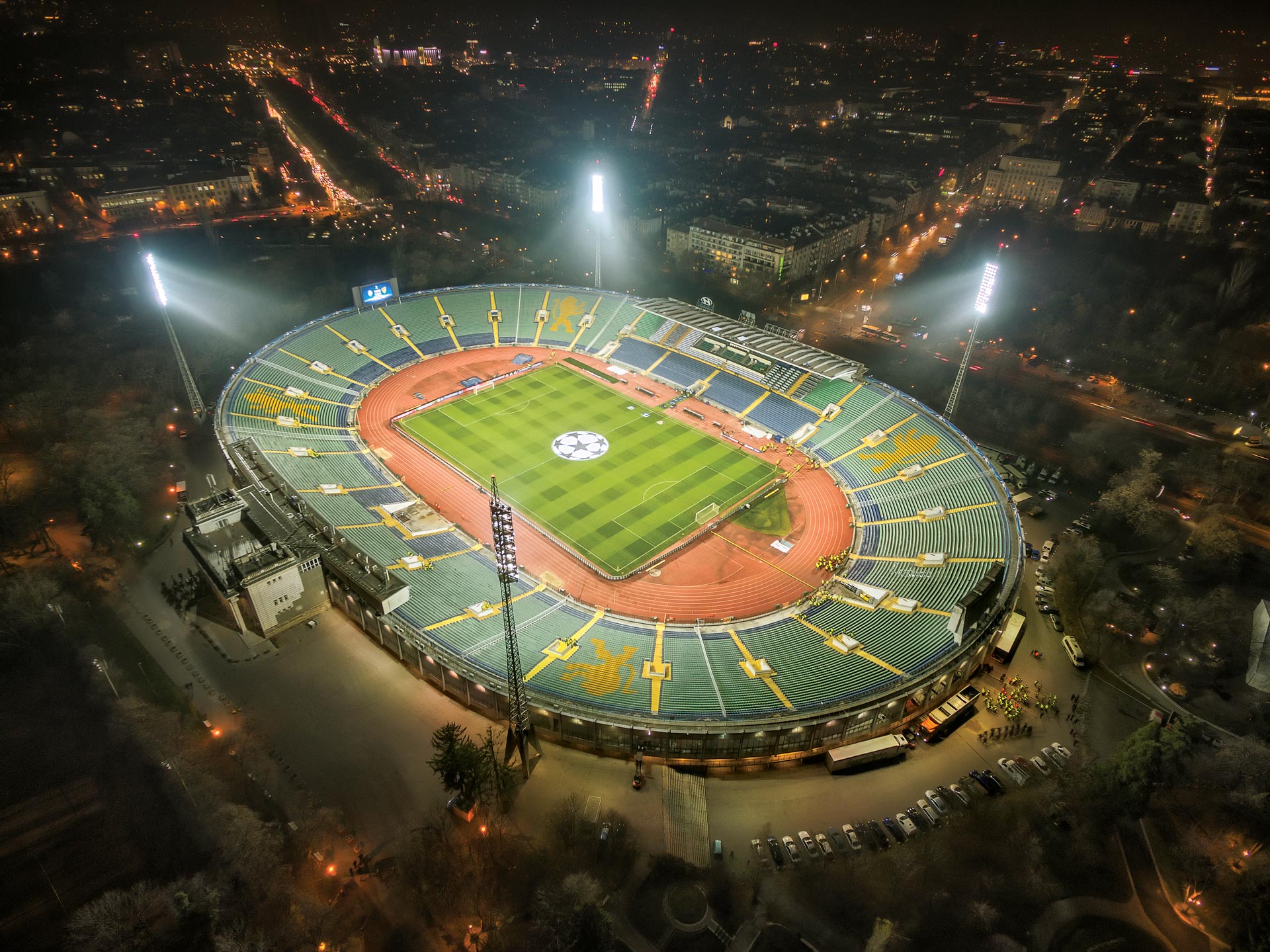 National stadium of Republic of Bulgaria "Vasil Levski" at night
